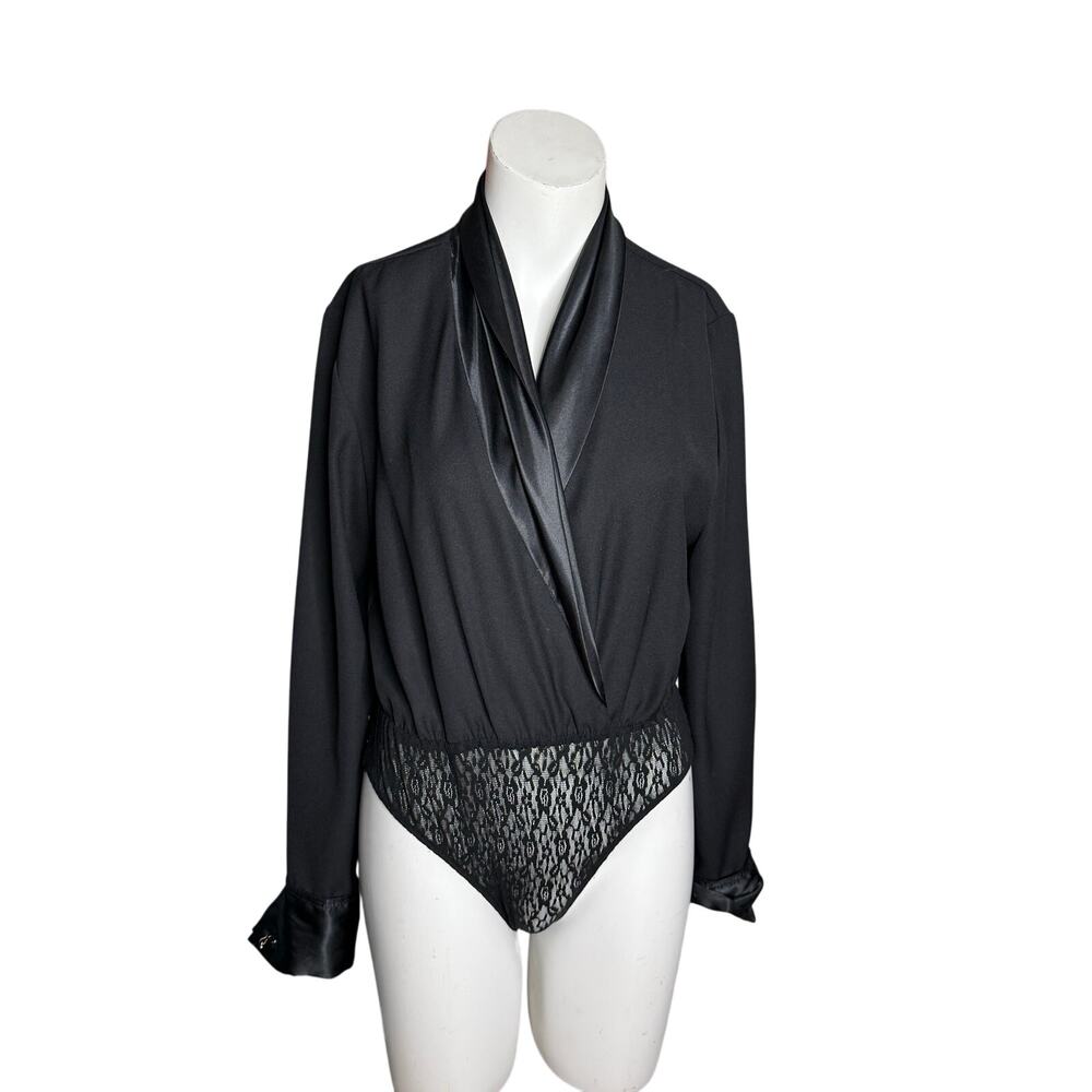 Vintage 90s Gantos Blouse Bodysuit Women's Petite Large Long Sleeve